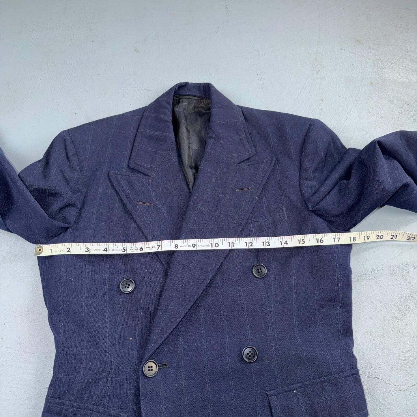 1940s 1950s VTG Mens Double Breast Suit 36 Jacket Coat Navy Union Rockabilly USA