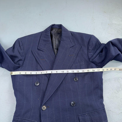 1940s 1950s VTG Mens Double Breast Suit 36 Jacket Coat Navy Union Rockabilly USA