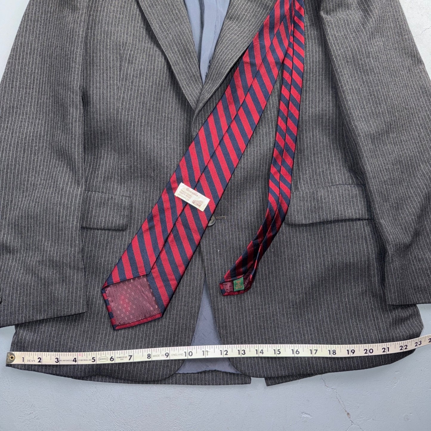 VTG 80s Christian Dior 3 Piece Suit 3pc Wool Gray Pinstripe 40 34x32 Pants Vest