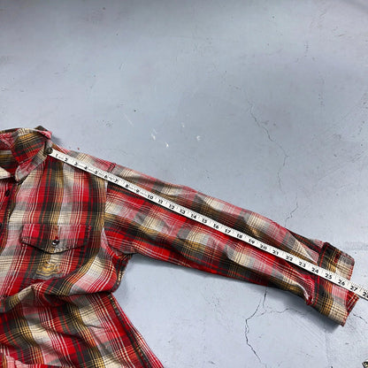 VTG Big Mac JC Penneys Thick 100% Cotton Flannel Work Shirt M 70s Plaid Thrashed