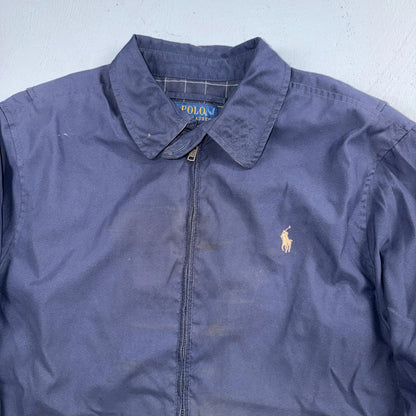 Polo Ralph Lauren Harrington Jacket Men M Solid Blue Striped Lined Y2K
