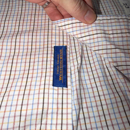 Pendleton Rancher Pearl Snap Western Shirt Men’s M White Plaid Cotton Rancher