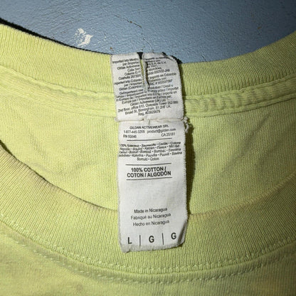 Thrashed Green VTG Style T Shirt Blank Green Stained Used Gildan Y2K