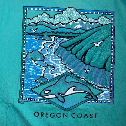 Oregon Coast PSI VTG T Shirt Orca Single Stitch Ocean Swimming Fish Life Oceanic