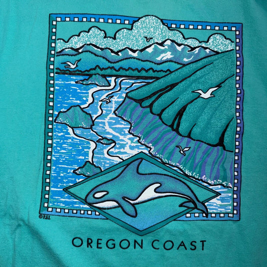 Oregon Coast PSI VTG T Shirt Orca Single Stitch Ocean Swimming Fish Life Oceanic
