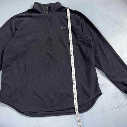 Nike Therma Quarter Zip Training Top Mens S Black Pullover Fleece Lined VTG