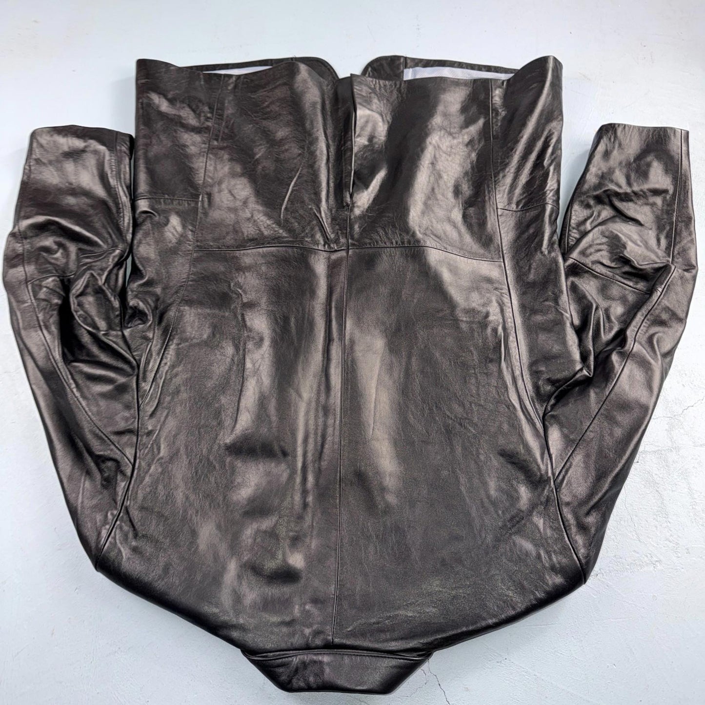 BGSD Mens Black Leather 2 Button Front Collared Jacket Size XL S Lambskin
