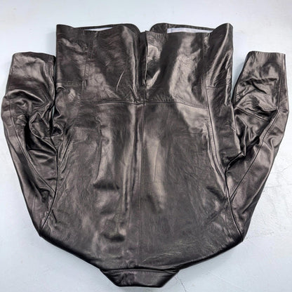 BGSD Mens Black Leather 2 Button Front Collared Jacket Size XL S Lambskin
