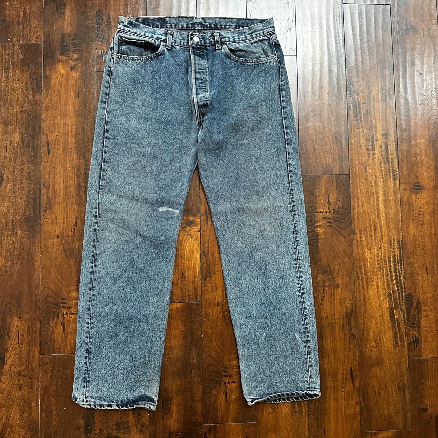 VTG 90s Levis 501 Button Fly 38x32 USA Tag Jeans Straight Wash Blue XX Act 34x30