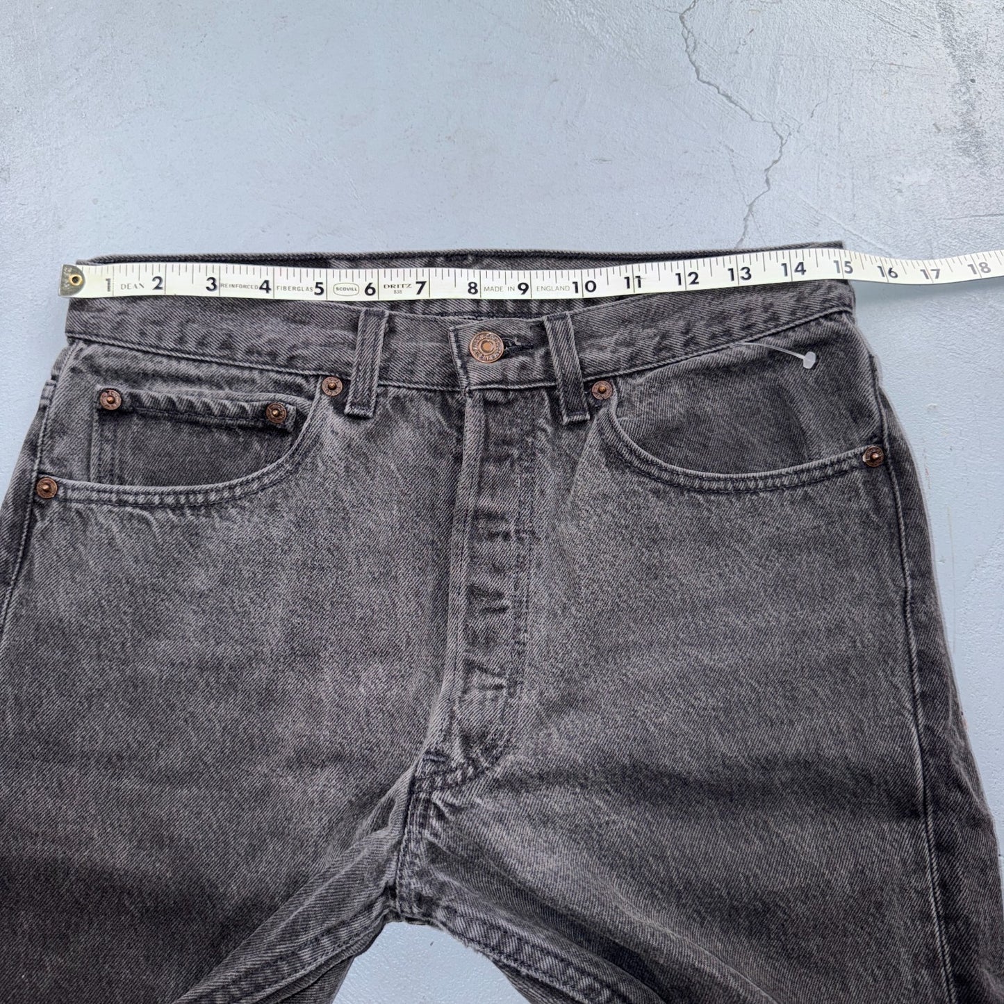Levis 501 Vintage 90s USA XX Straight Leg Jeans Black Light Wash 31x32 Act 30x27