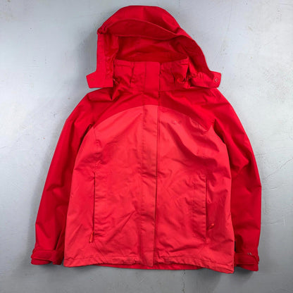 Jack Wolfskin Rain Jacket Womens XL Red Full Zip Windbreaker Outdoors Parka