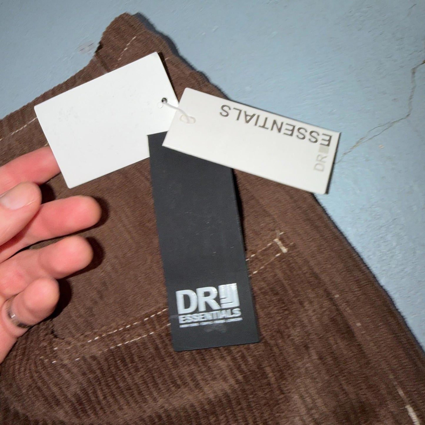 DRJ Essentials Shorts Mens 2XL Brown Yellow Corduroy Drawstring Elastic Waist