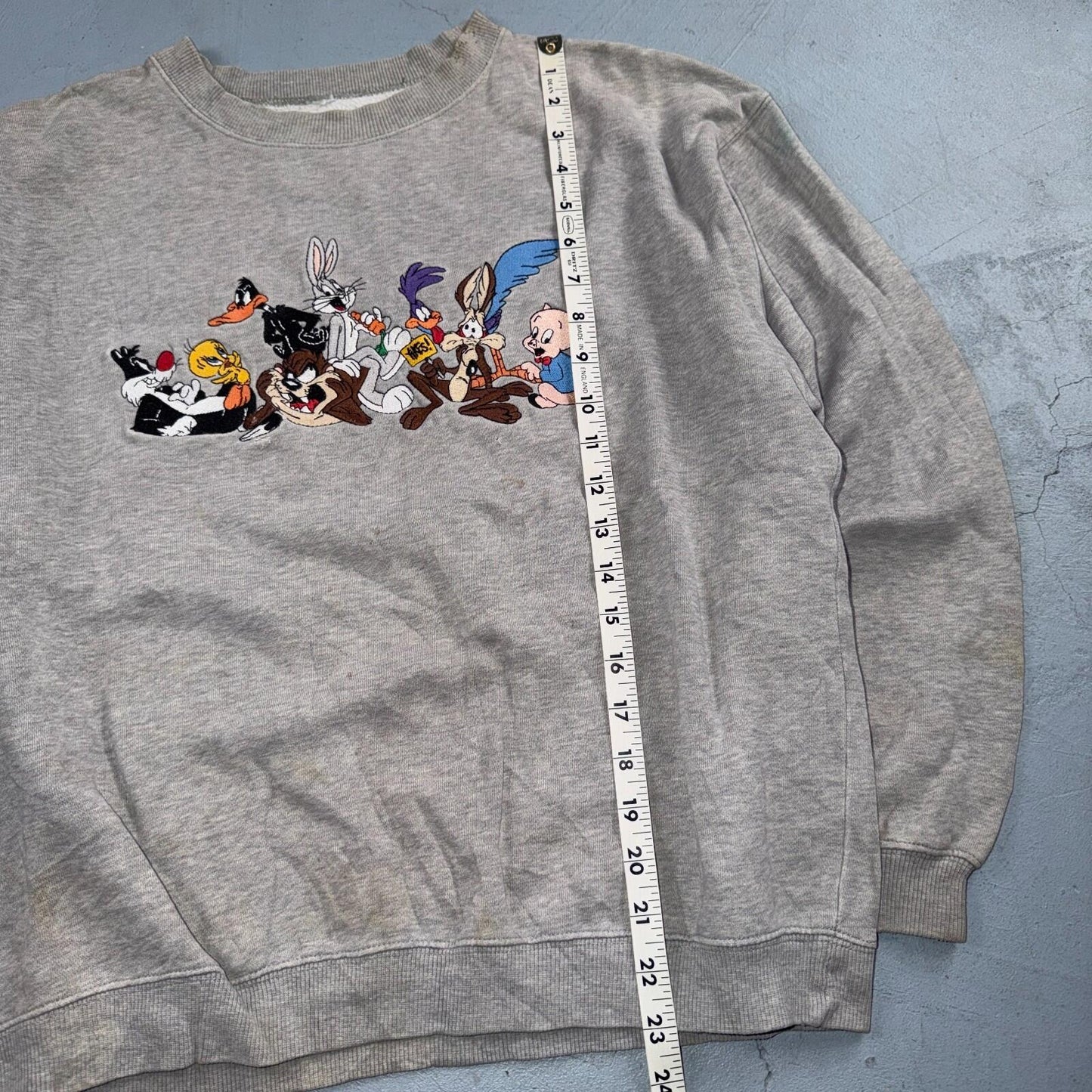 1990s Rare Vintage Acme Looney Tunes Central Logo Sweatshirt Crewneck Stained