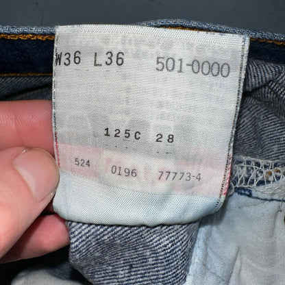 Levis 501 Vintage 90s USA XX Straight Leg Jeans Blue Dark Wash 36x36 Act 34x32