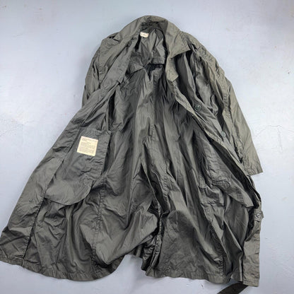 VTG 60s OD Green Army Military Rain Overcoat Mens S Jacket Trench Coat DSA 1967