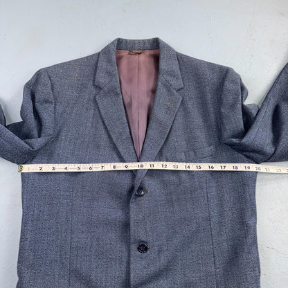 1950s 1960s VTG Mens 2 PC Suit 40 Jacket Coat Pants Blue Union Wool Rockabilly