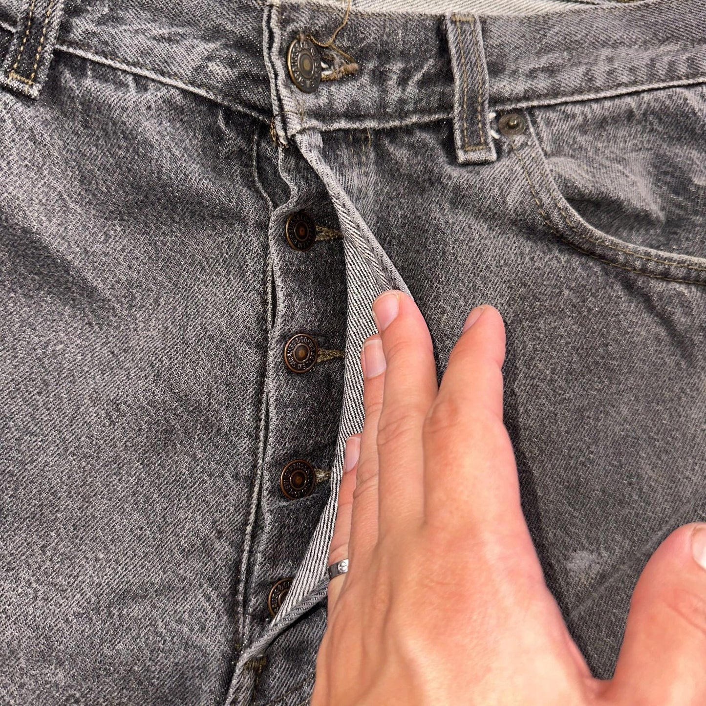 Levis 501 Vintage 80s USA XX Straight Leg Jeans Gray Light Wash 36x32 Act 34x30