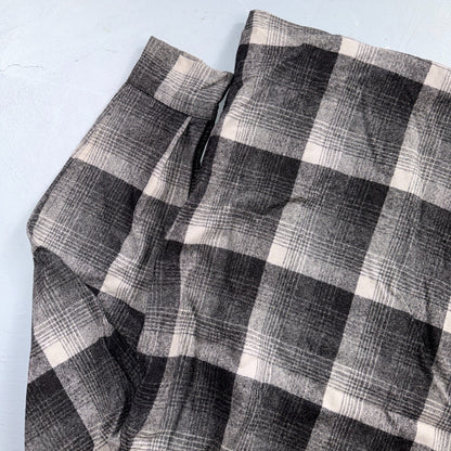 Pendleton Board Shirt Gray Black Plaid Wool Flannel USA Fabric Loop Collar M
