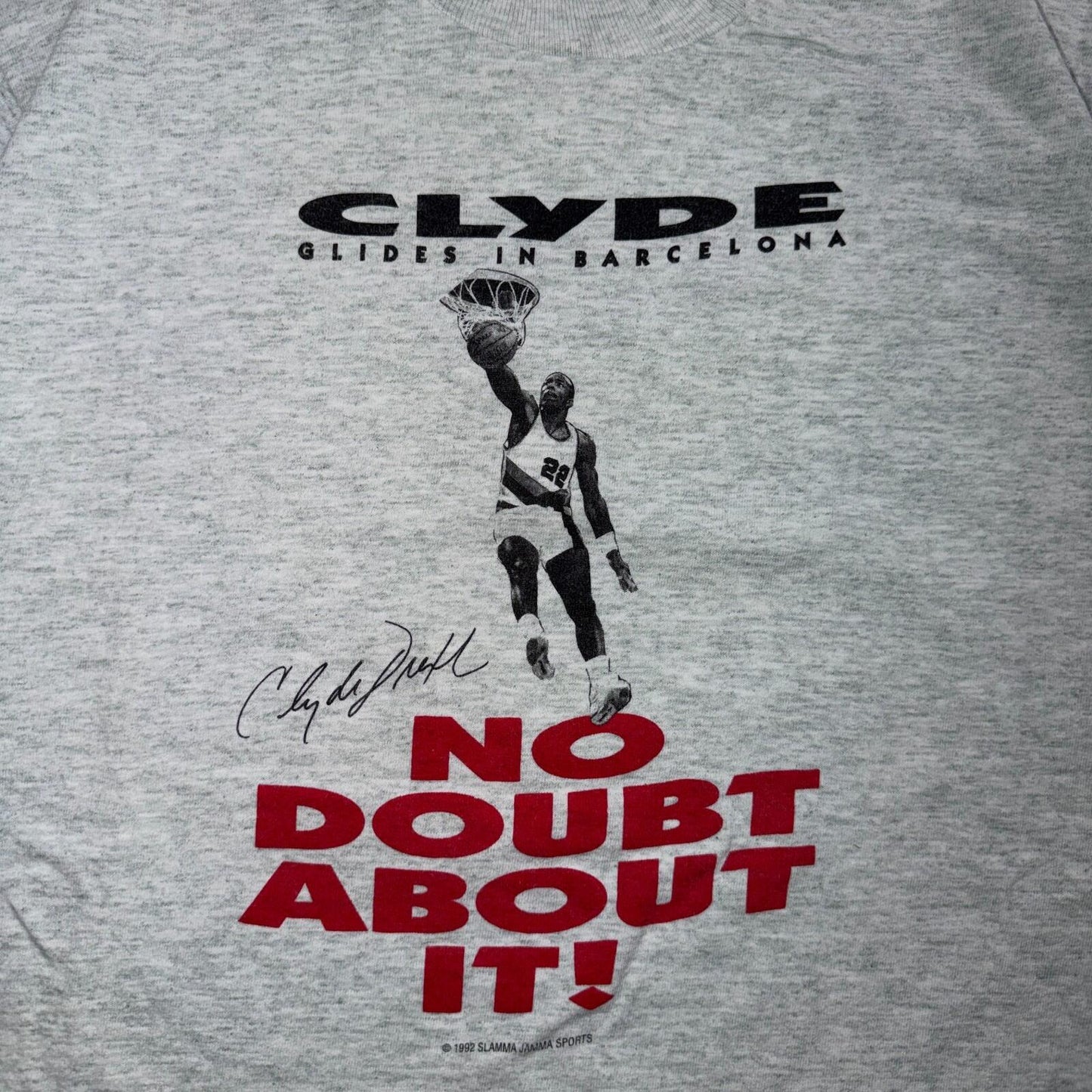 Vintage 90s Clyde Drexler 1992 Olympic Dream Team Rare T Shirt NBA L Gray USA