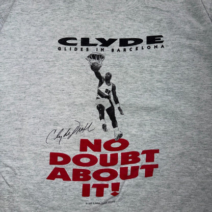 Vintage 90s Clyde Drexler 1992 Olympic Dream Team Rare T Shirt NBA L Gray USA