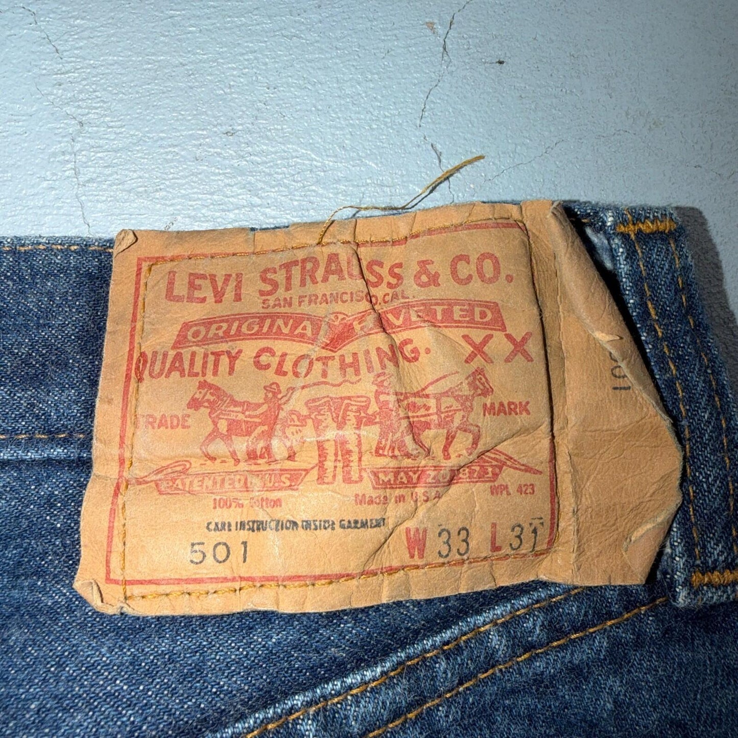 Levis 501 Vintage 80s Redline Selvedge USA XX Jeans Dark Wash 33x31 Act 31x27