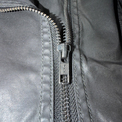 Eileen Fisher Jacket Womens XS Black Asymmetric Moto Zip Coat Cotton Blend