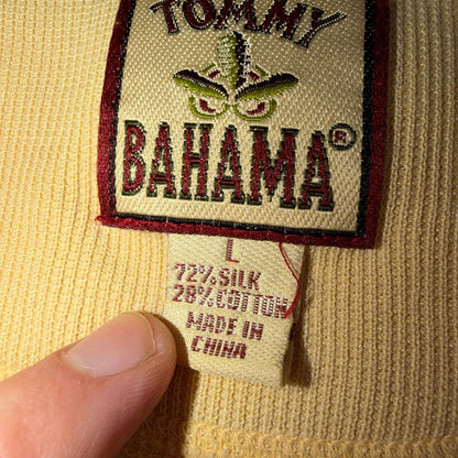 Tommy Bahama VTG Mens V-Neck Sleeveless Sweater Vest Silk Cotton Yellow L 90s