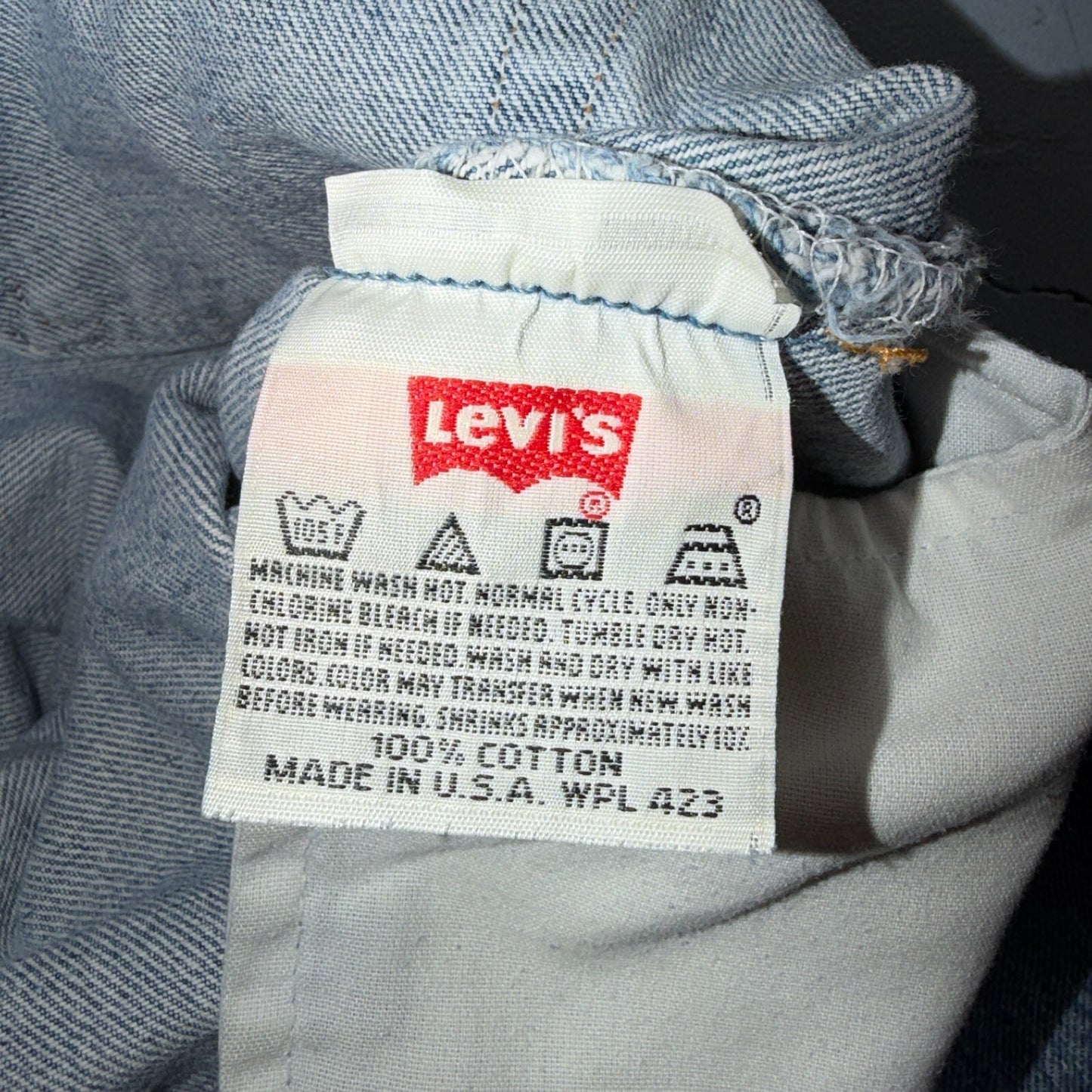 Levis 501 Vintage 90s USA XX Straight Leg Jeans Blue Light Wash 36x32 Act 33x27