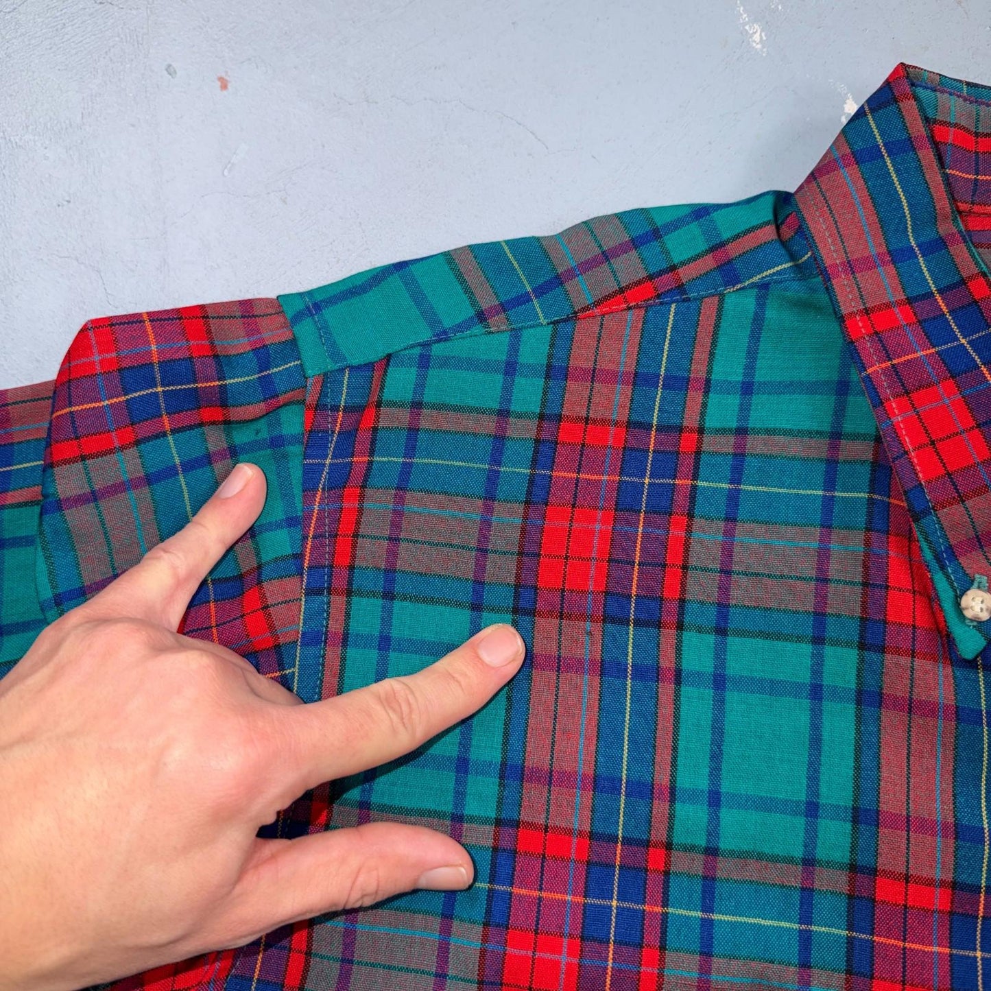 Pendleton VTG USA Made Virgin Wool BF LS Flannel Blue Red Turquoise Sz XL