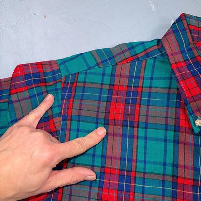 Pendleton VTG USA Made Virgin Wool BF LS Flannel Blue Red Turquoise Sz XL