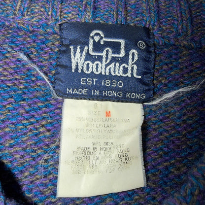 Woolrich VTG 80s Wool Fair Isle Nordic Sweater Women's Size M Blue Chic Cozy