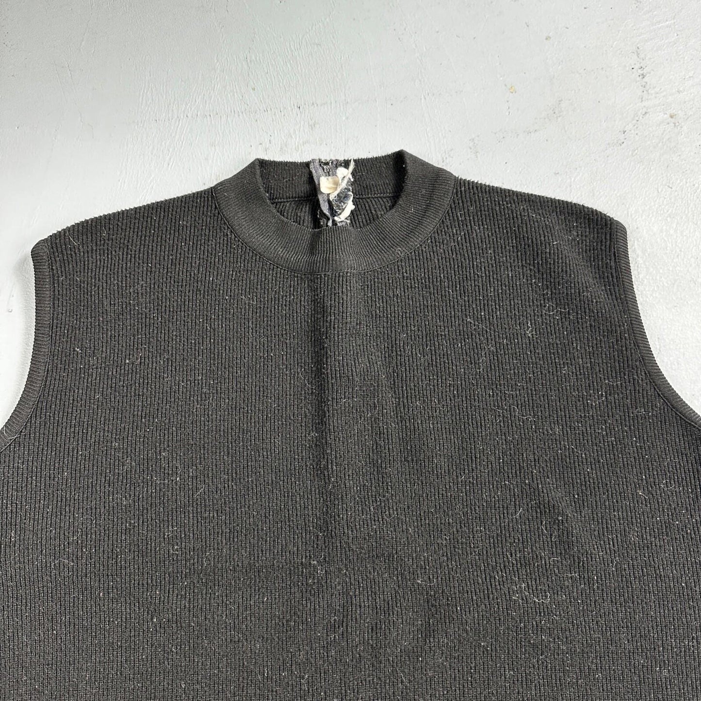 Black Cute Womens Knit No Sleeve Sweater 70s 80s Basic Essentials Look