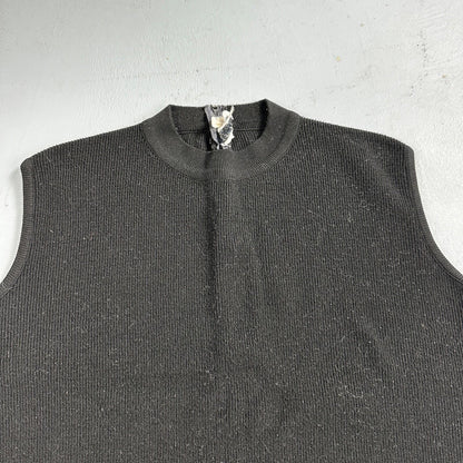 Black Cute Womens Knit No Sleeve Sweater 70s 80s Basic Essentials Look
