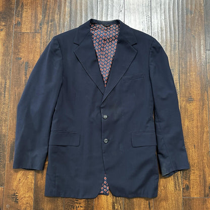 1960s 1970s Navy Oregon Sport Jacket VTG Mens Suit 42 33x33 Rockabilly Classy