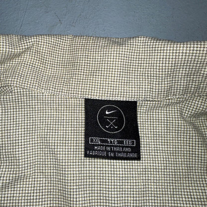 Nike Golf Tiger Woods Button Up Hawaiian Plaid Men's 2XL Shirt Gray Down Basic