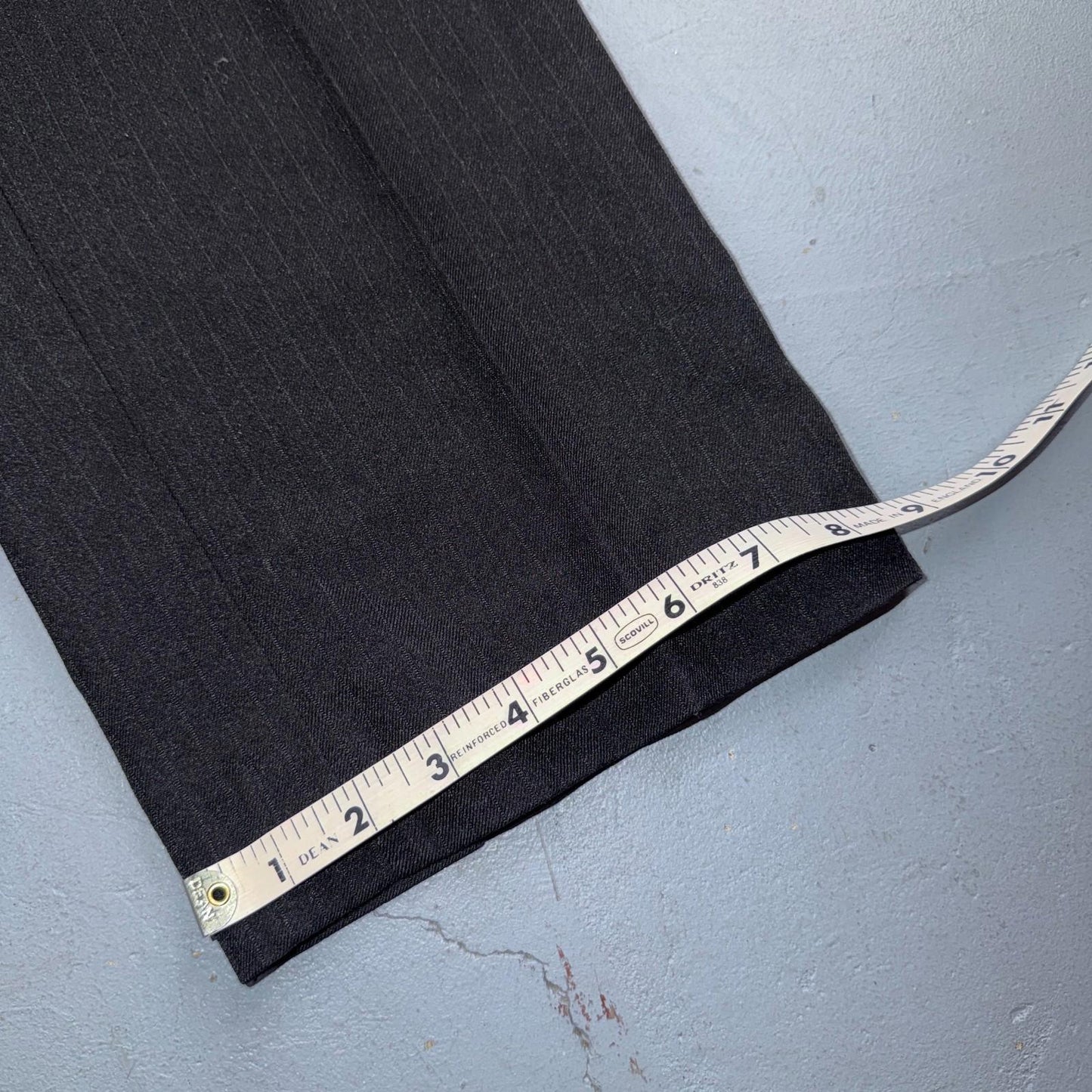VTG 1950s Wool Pinstripe Trousers England 50s Button Fly Pants Bib Rockabilly