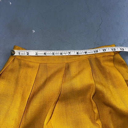 Vintage Marlies Handwebe Tyrol Skirt Yellow Wool Black Lace Trim Austria 50s