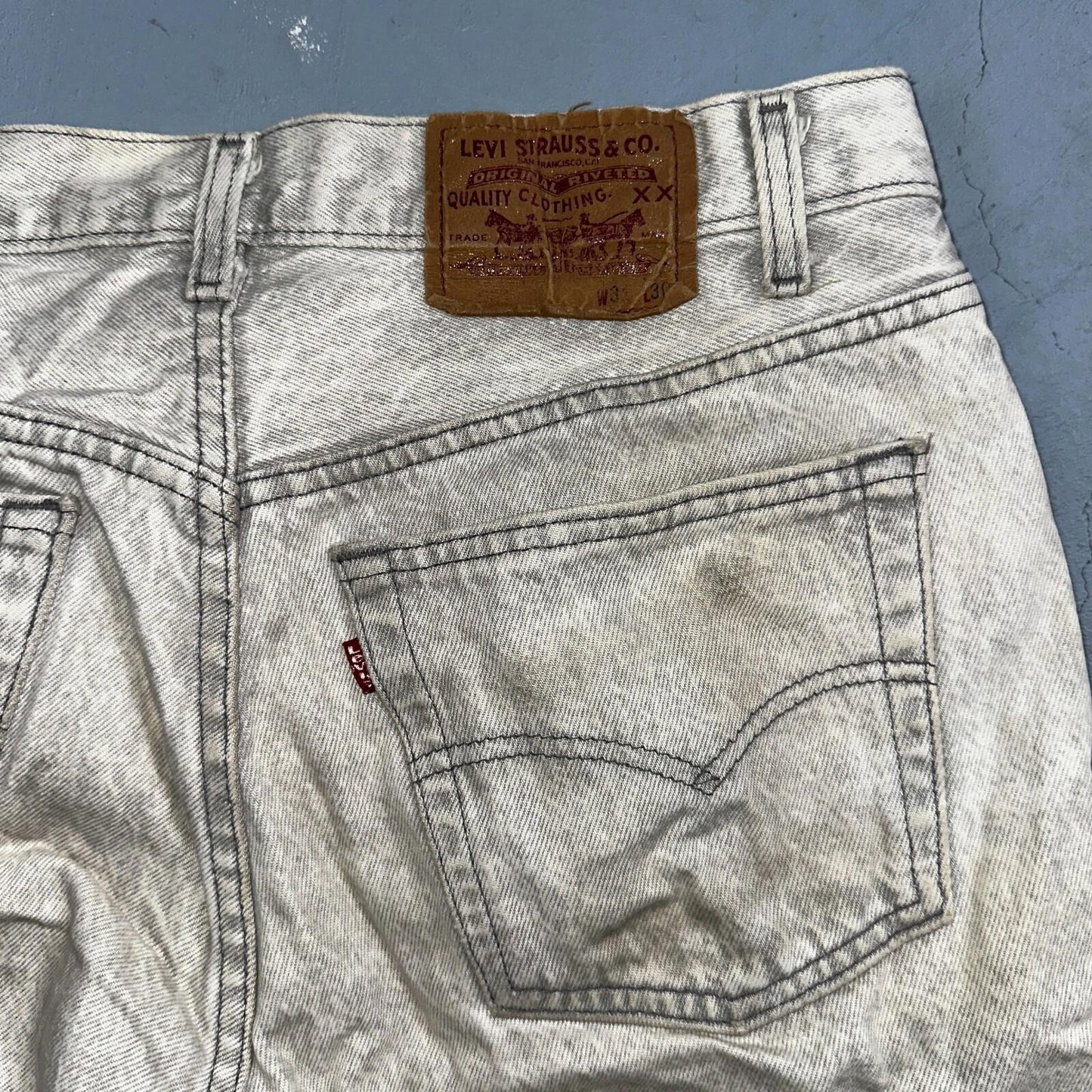 Levis 501 Vintage 90s USA XX Straight Leg Jeans 31x30 Gray Light Wash Act 31x29