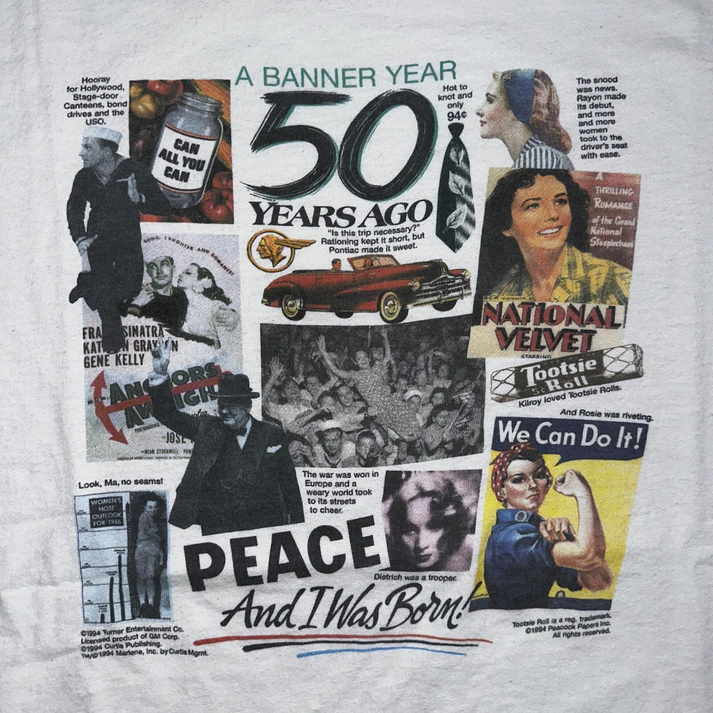 Pop Art 50 Years VTG T Shirt Peacock Banner Rare Single Stitch XL Rockabilly
