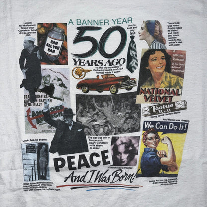 Pop Art 50 Years VTG T Shirt Peacock Banner Rare Single Stitch XL Rockabilly
