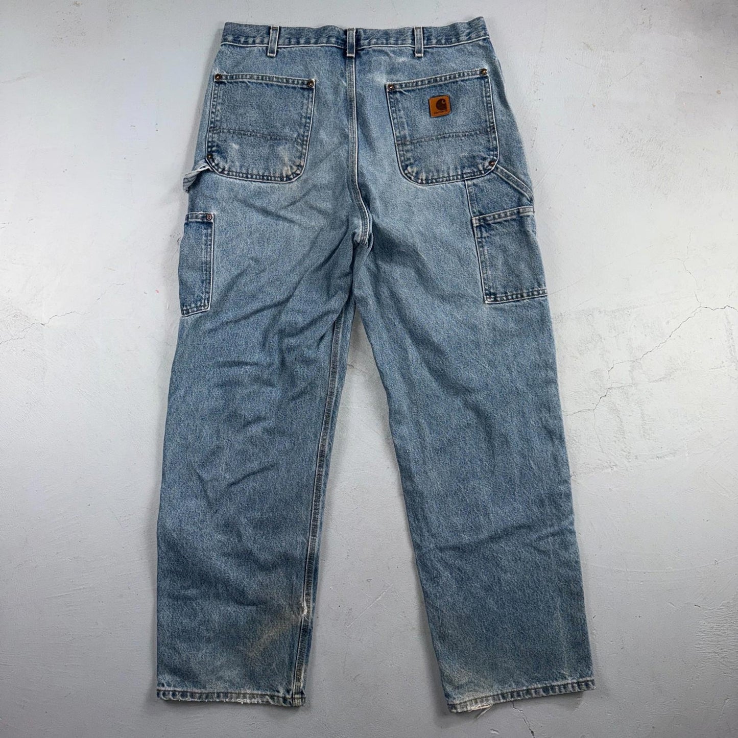 VTG Carhartt Men’s B73 DST 36x32 Double Knee Denim Jeans Workwear Thrashed