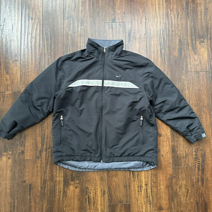 Nike Jacket Adult XL Black Nylon Softshell Fleece Coat 3M Warm Vintage Y2K 90s