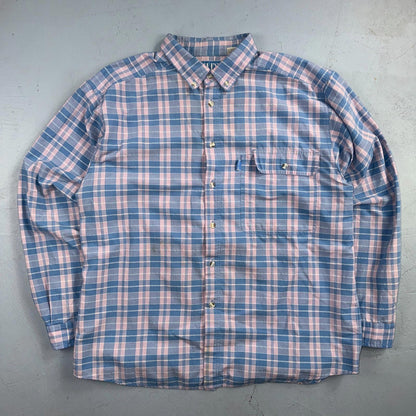 VTG Levis Sutter Creek Flannel Shirt Men’s XL Blue Plaid Blue Label BIG E 90s