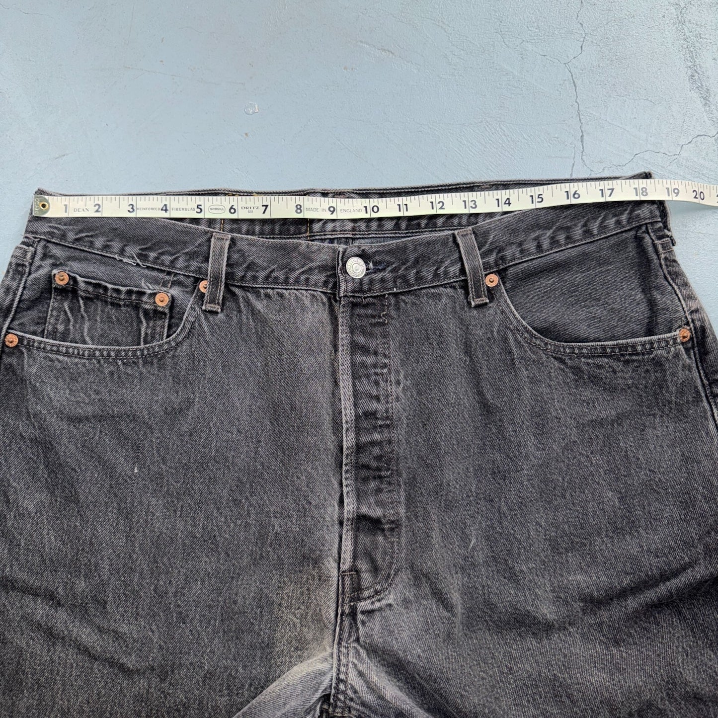 Levis 501 Vintage 90s USA XX Straight Leg Jeans Black Light Wash 40x34 Act 37x33