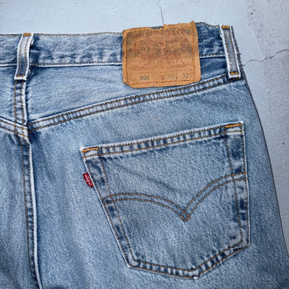 Levis 501 Vintage 90s USA XX Straight Leg Jeans Blue Light Wash 36x32 Act 35x31