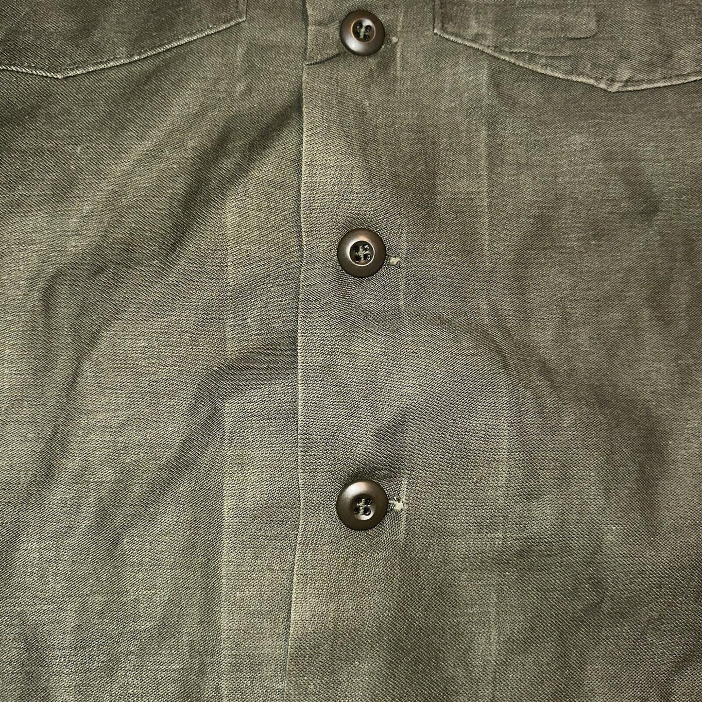 Vintage US Military Shirt OG-107 Vietnam 1970s DSA 1975 Post WWII Camo Green
