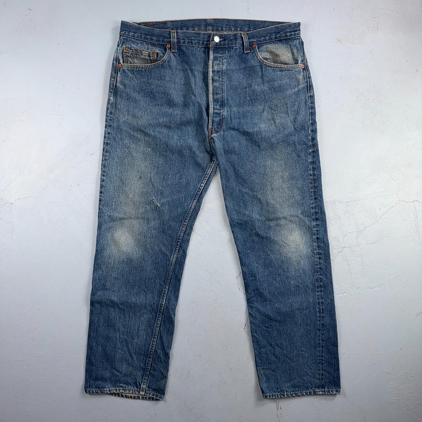 Levis 501 Vintage 80s USA XX Straight Leg Jeans Blue Med Wash 42x32 Act 38x28
