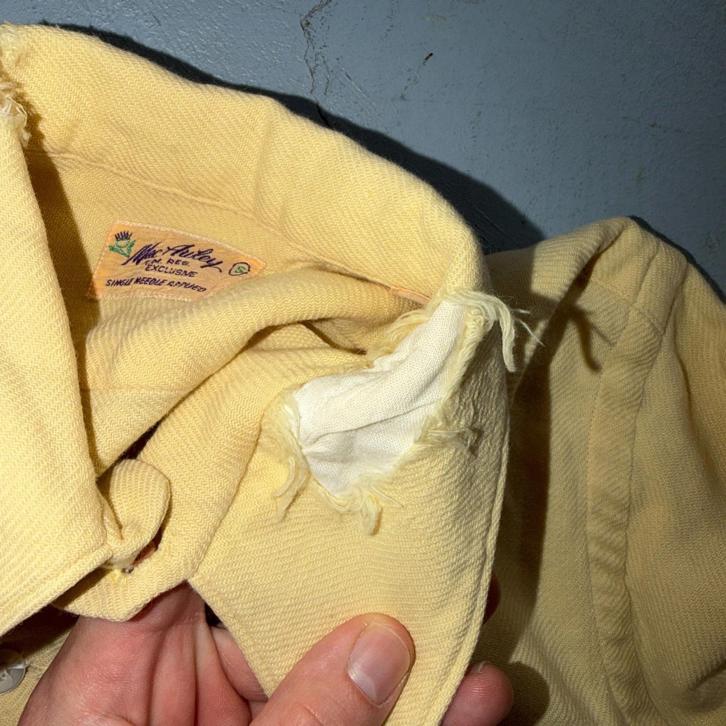 Vtg 50s Rockabilly Butter Yellow Board Shirt Shacket 2-Pocket Straight Hem S