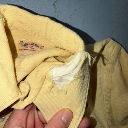 Vtg 50s Rockabilly Butter Yellow Board Shirt Shacket 2-Pocket Straight Hem S