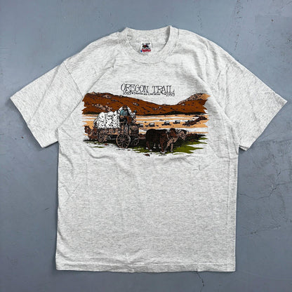 Oregon Trail 90s VTG T Shirt 1993 Gray Single Stitch Travel USA Sunset Rare